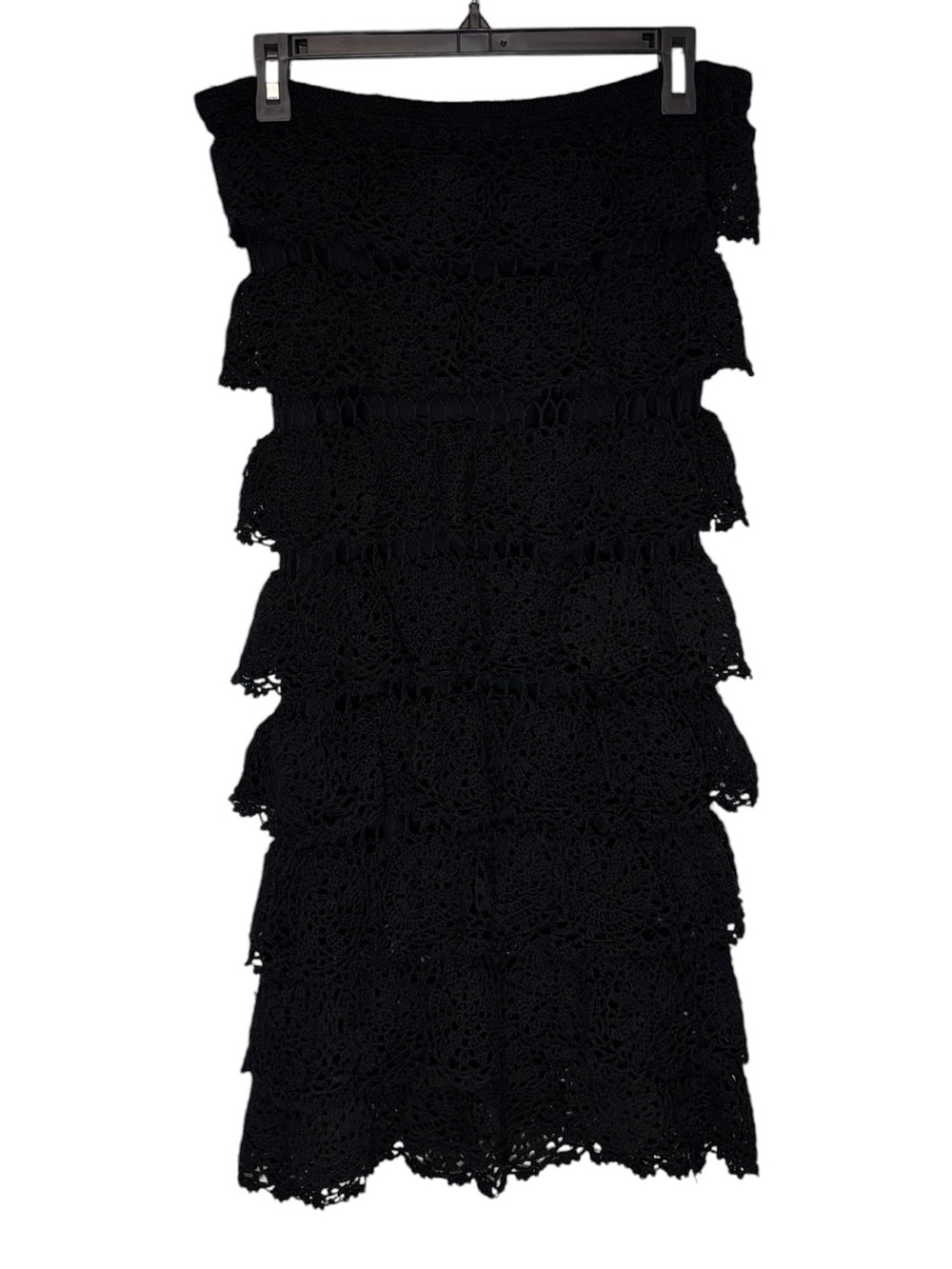 RENDEZ-VOUS By PAUL & JOE SISTER Women's Crochet Ruffle Black Dress Strapless S